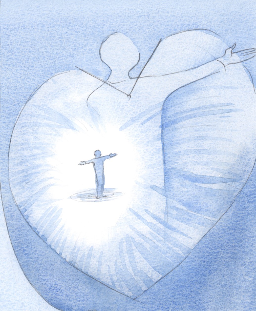Han visade mig att vi bara har hjärtat att ge Honom; det är den enda skatten vi kan bära till himlen, full av hans liv., 2001 (w/c på papper) av Elizabeth Wang
