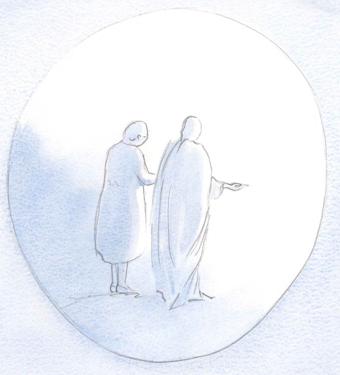 Han var bredvid mig och sträckte ut sin hand för att hjälpa och trösta andra var jag än sträckte ut min hand till dem., 2001 (w/c på papper) av Elizabeth Wang