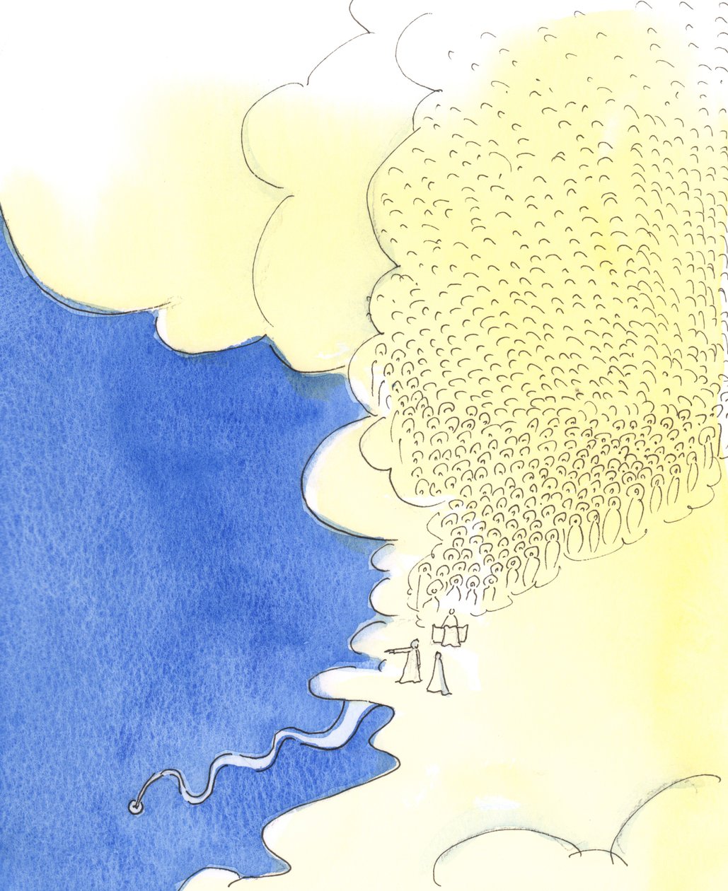 Himlen är så stor att det från dess höjder kan ses hur liten jorden är och hur kort livet är på jorden, 2003 (w/c på papper) av Elizabeth Wang