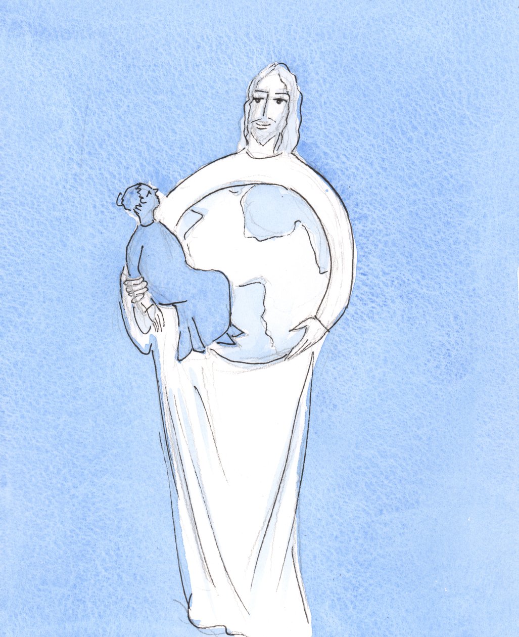 Det är Kristus som - med Fadern och den Helige Ande - håller mig i existens, som Han håller hela världen i existens, 2004 (w/c på papper) av Elizabeth Wang