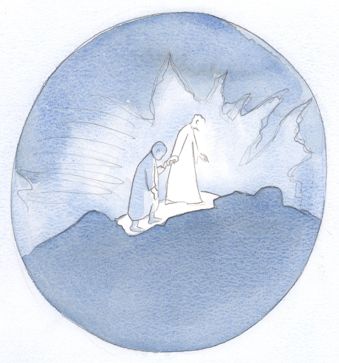 Det är en anledning till glädje - och ett privilegium - att få vandra längs den väg som Jesus tog, hand i hand med vår uppståndne Herre., 2001 (w/c på papper) av Elizabeth Wang
