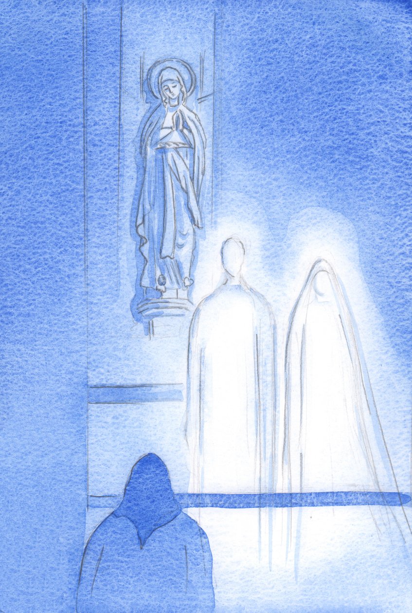 Det behagade Jesus att ta med sin Moder Maria för att vara med honom i Lady Chapel, och att visa mig vad jag tror, 2002 (w/c på papper) av Elizabeth Wang