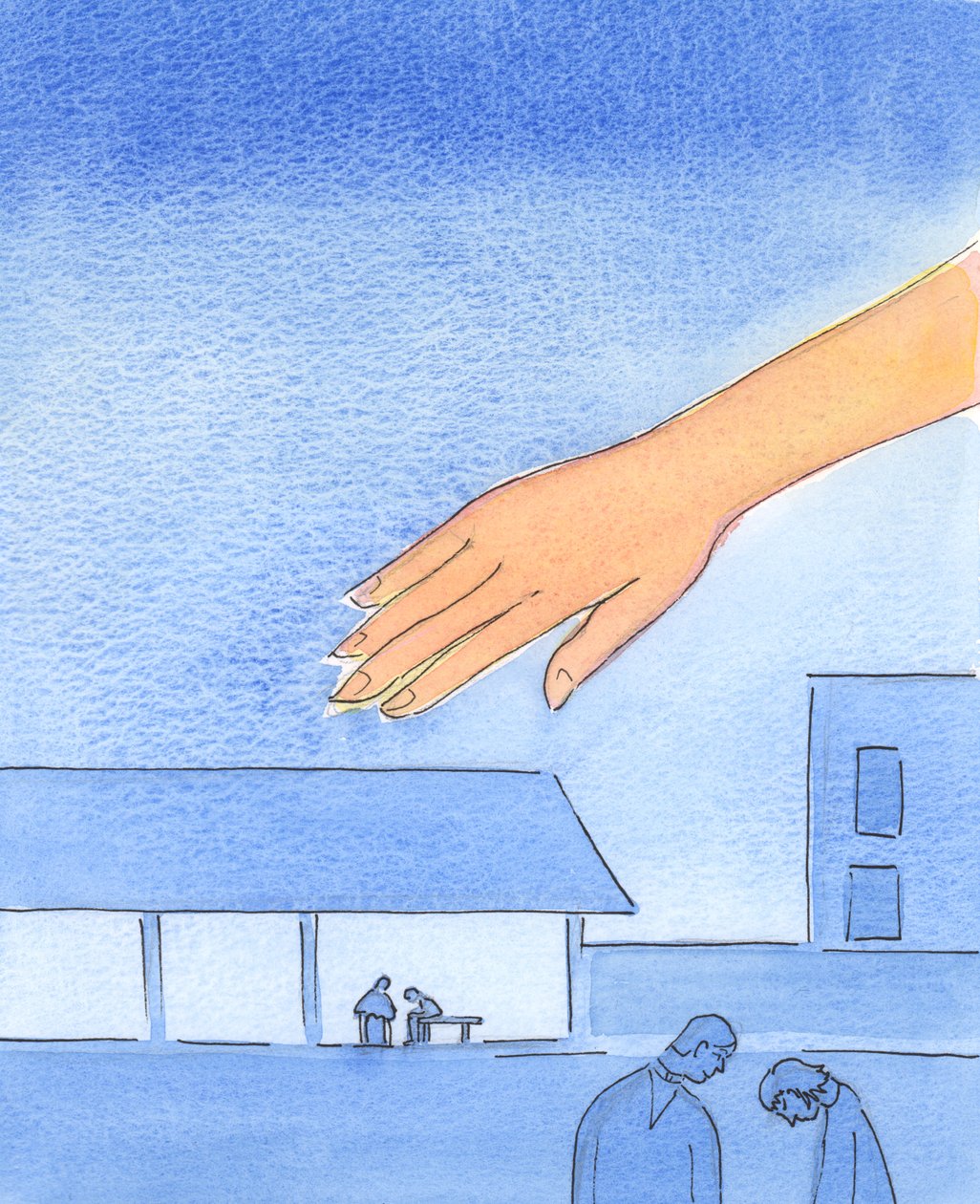Det är som om Faderns hand sträcker ut över de platser där bekännelser hörs, 2003 (w/c på papper) av Elizabeth Wang