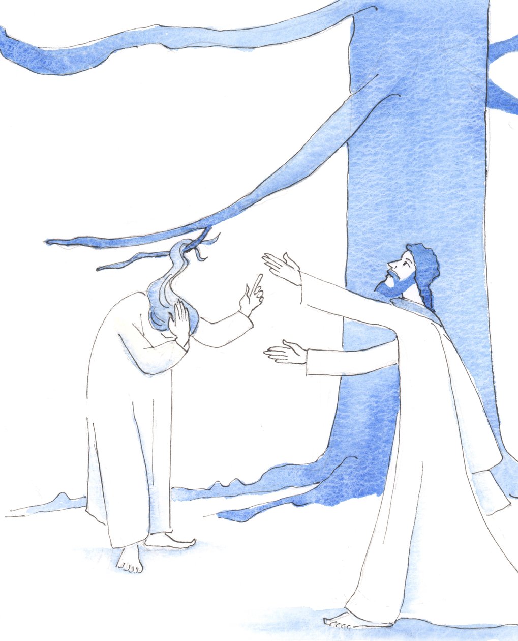 Jesus skulle vara den förste att hjälpa en vän i nöd, 2005 (akvarell på papper) av Elizabeth Wang
