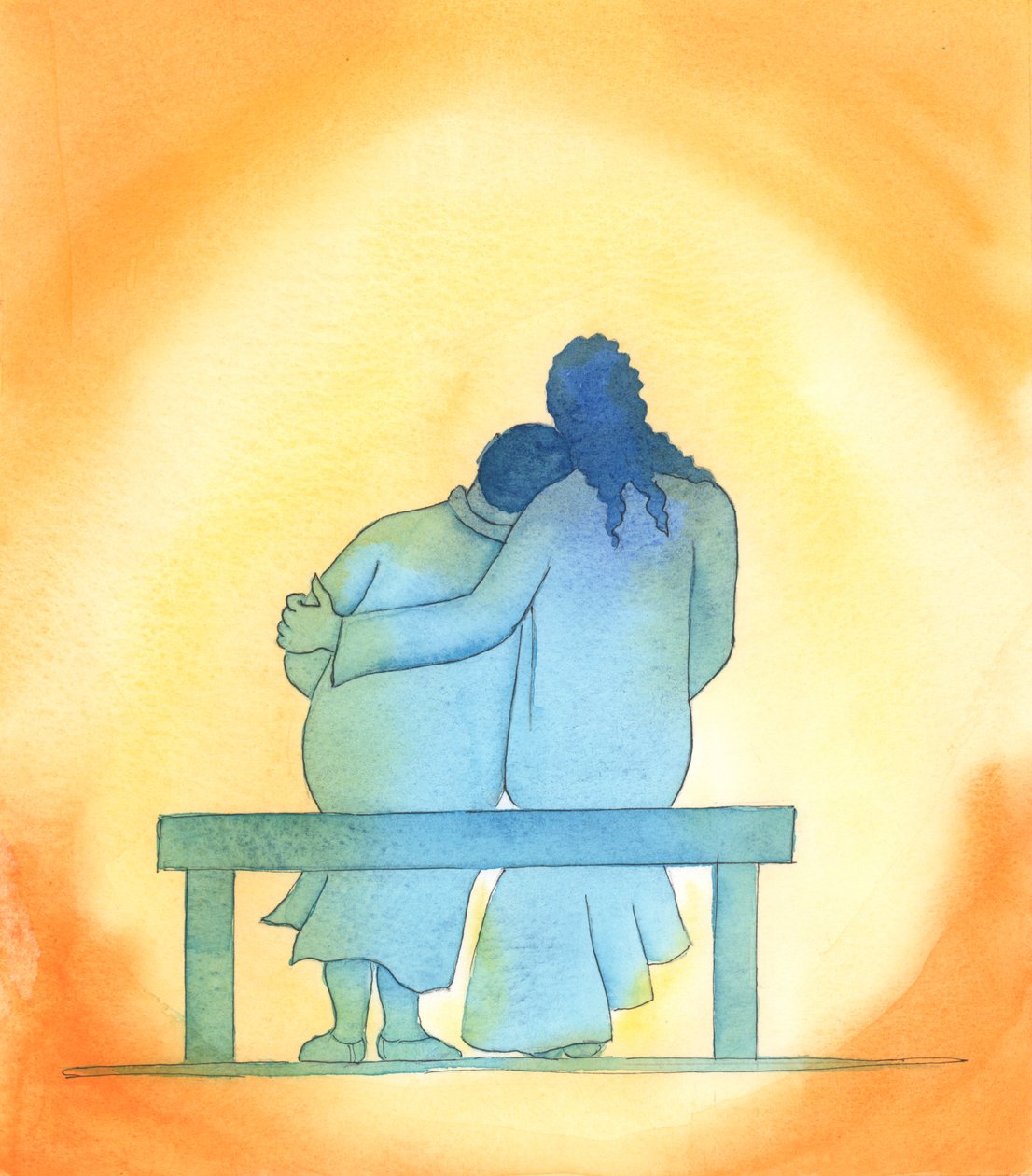 Jesu kärlek är personlig, öm och oföränderlig; han är alltid närvarande med oss, särskilt i det heliga sakramentet, och tröstar oss med sin närvaro., 2003 (w/c på papper) av Elizabeth Wang