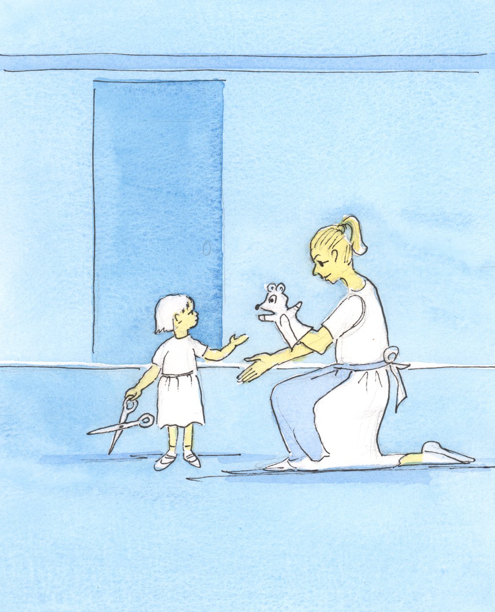 Precis som en mamma distraherar ett barn med något "bra" innan hon tar bort ett farligt föremål, så ger Gud goda gåvor till kyrkan genom Radiant Light, 2003 (w/c på papper) av Elizabeth Wang