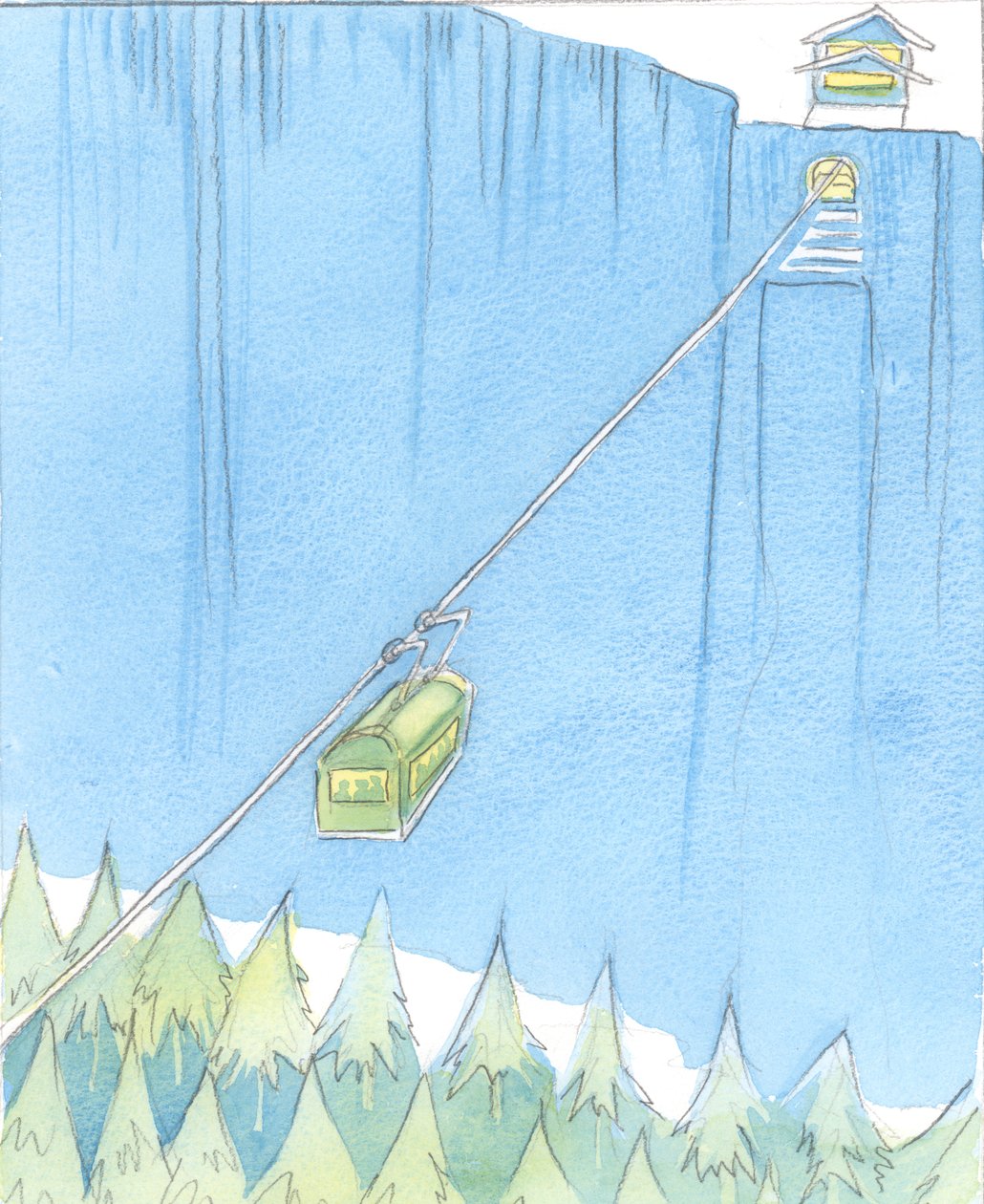 Precis som "klimatet" i en välgjord linbana förblir detsamma, oavsett väder utanför, 2003 (w/c på papper) av Elizabeth Wang