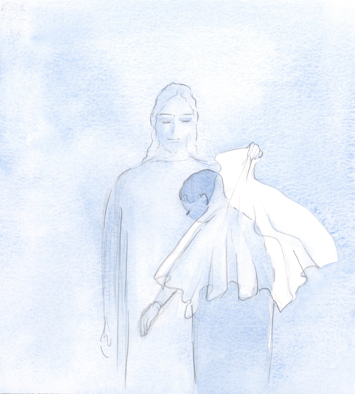 En dag, inom min själ, höll han fram en bröllopsslöja, 2000 (w/c på papper) av Elizabeth Wang