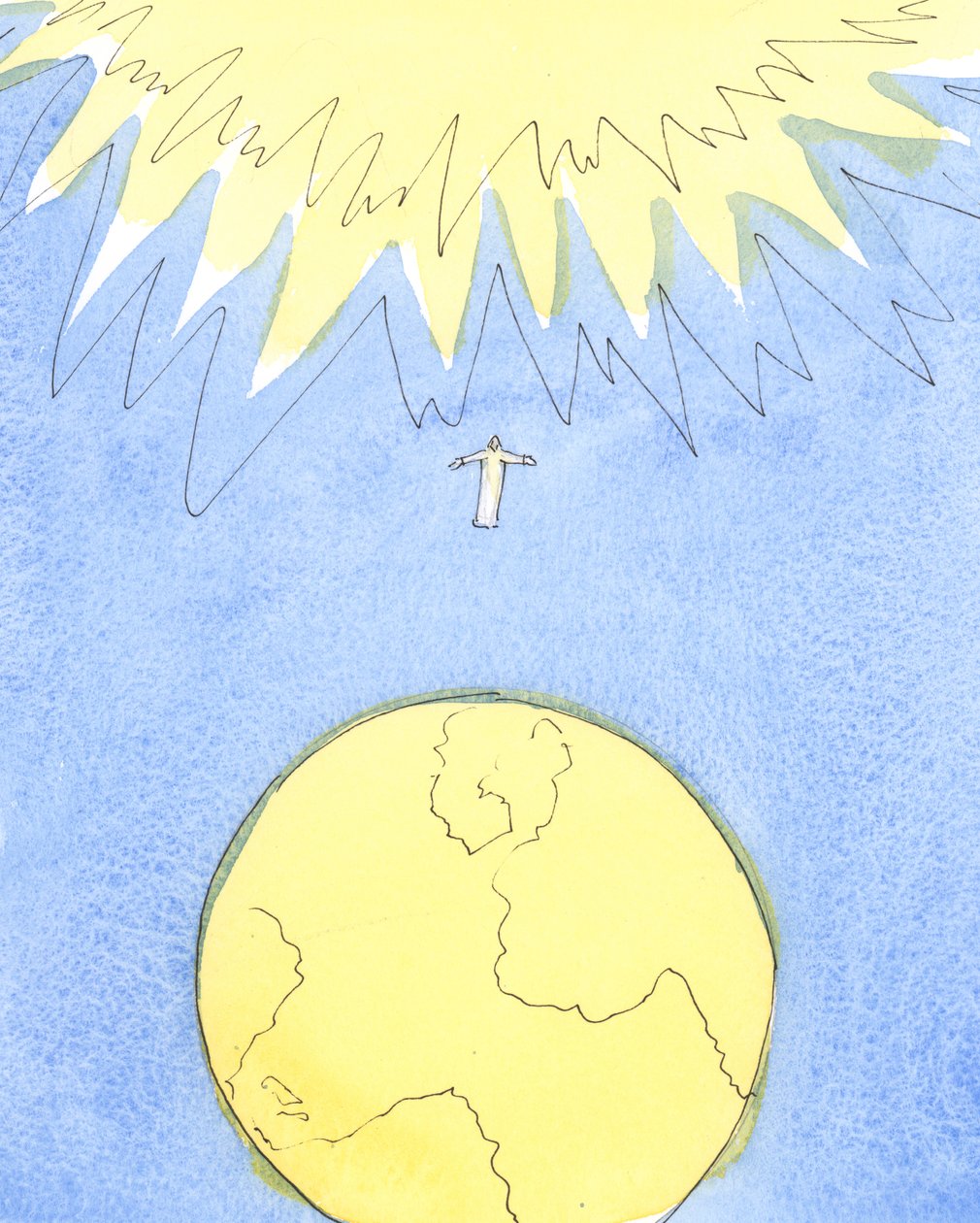 Människor över hela världen behöver höra de fantastiska nyheterna om Jesus Kristus och hela frälsningsplanen, 2004 (w/c på papper) av Elizabeth Wang