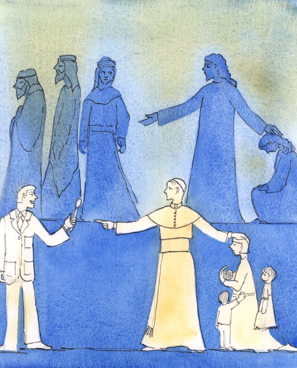 Påven Johannes Paulus II har varit Kristus-lik när han orädd talat sanningen om moral, 2006 (w/c på papper) av Elizabeth Wang