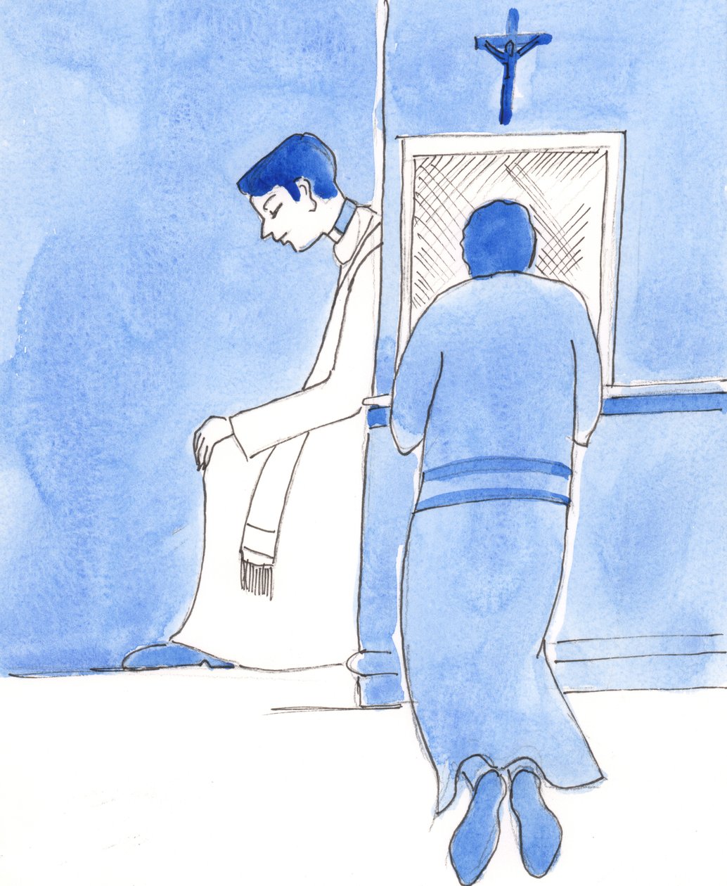 Präster borde vara som Kristus, som bjöd in människor att omvända sig från sina synder, 2003 (w/c på papper) av Elizabeth Wang