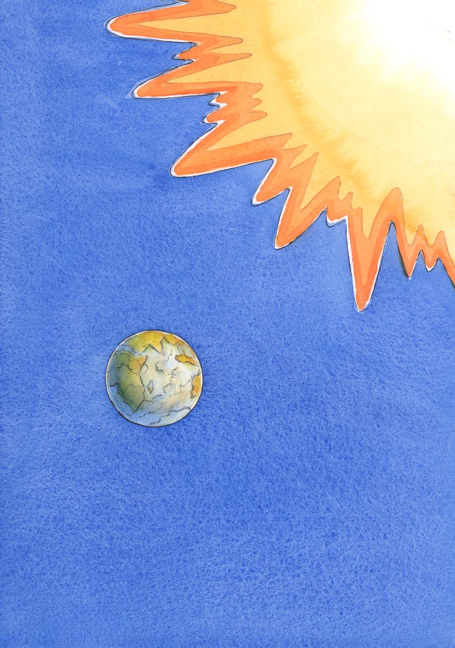 Eftersom Gud har stigit ner från himlen till jorden, för att ödmjuka sig, för att rädda oss, borde vi inte visa respektlöshet genom att missa mässan eller ignorera hans närvaro i det heliga sakramentet., 2004 (w/c på papper) av Elizabeth Wang