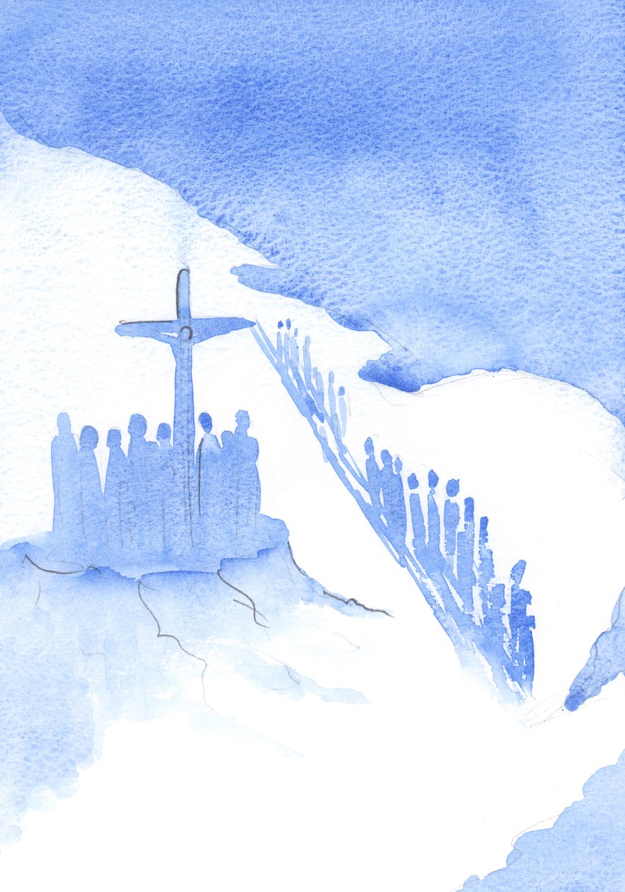 Vissa vänder ryggen till och ignorerar det arbete som Kristus gör för deras frälsning; de visar sin likgiltighet för His Sacrifice, 2002 (w/c på papper) av Elizabeth Wang