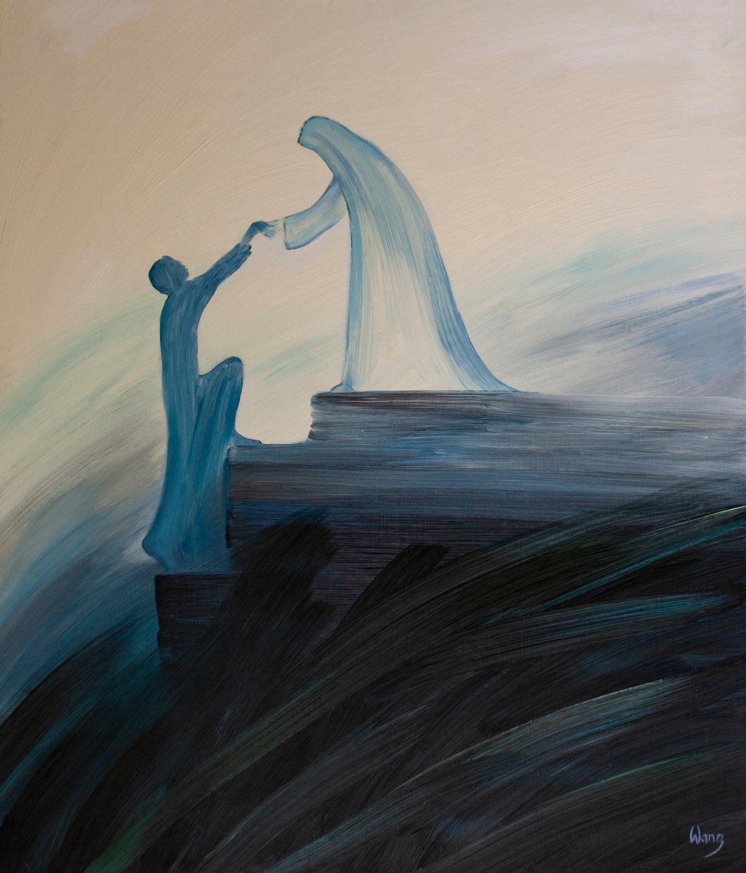 Den välsignade jungfru Maria, vår moder, ber ständigt för oss och hjälper dem vi anförtror henne, inklusive de heliga själarna, 2001 (olja ombord) av Elizabeth Wang