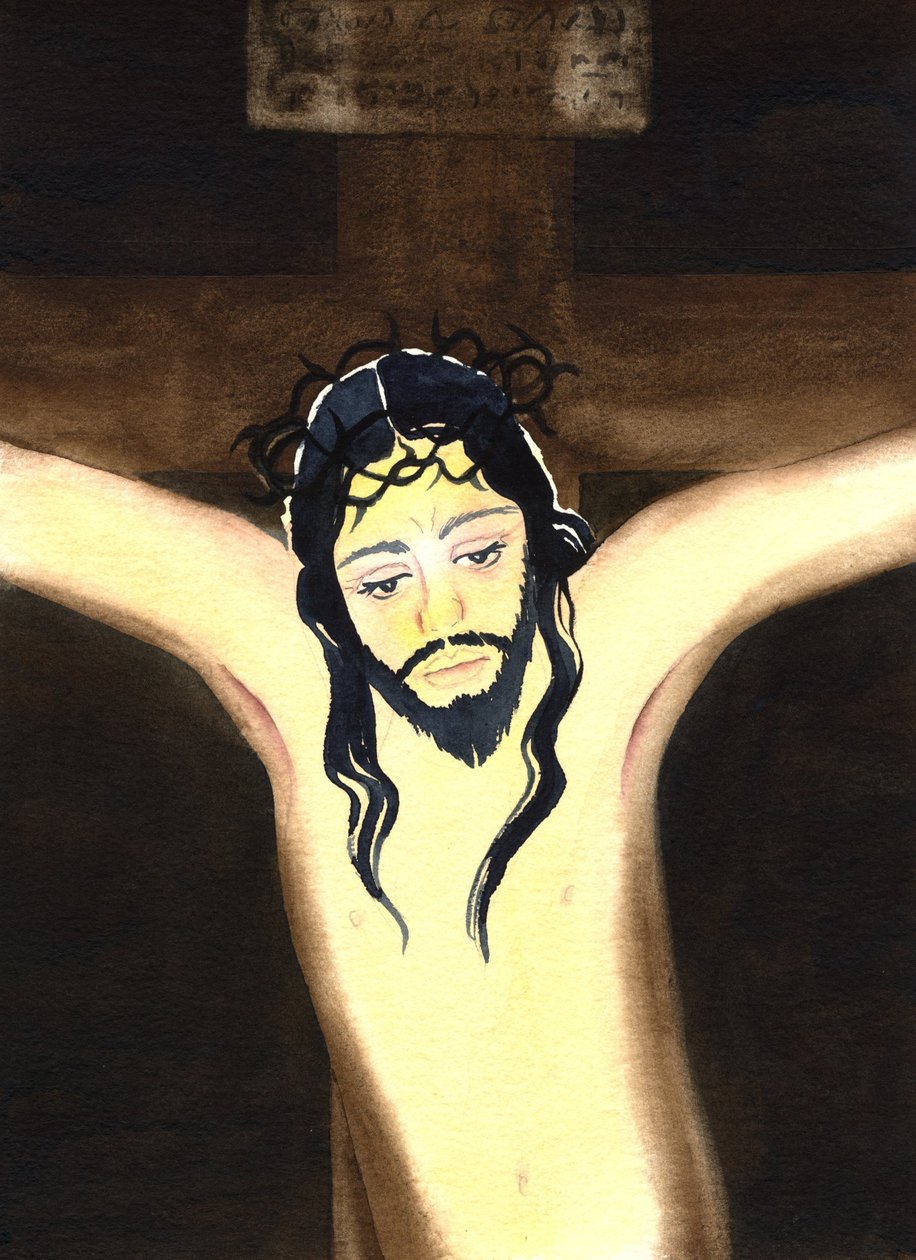 The Crucifixion, 2001 (w/c på papper) av Elizabeth Wang
