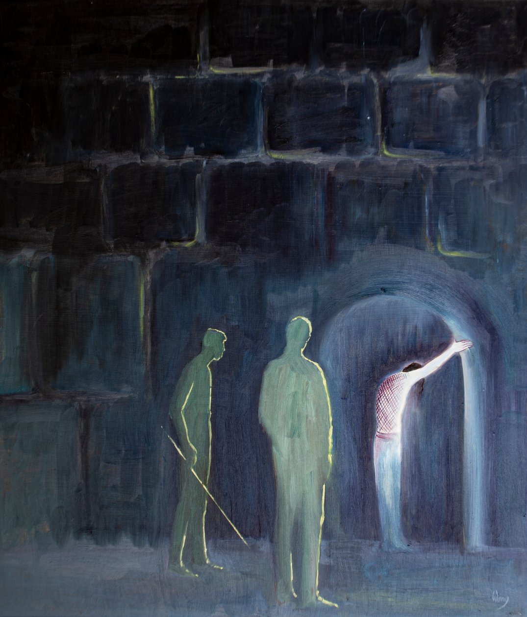Fadern tillät sin Son att lida av syndens effekter för vår frälsnings skull, 2001 (olja ombord) av Elizabeth Wang