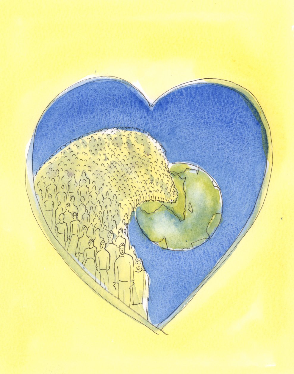 Jesu Kristi hjärta, vår Frälsare, är så stort att det innehåller hela universum, vår värld och alla på den, 2004 (w/c på papper) av Elizabeth Wang
