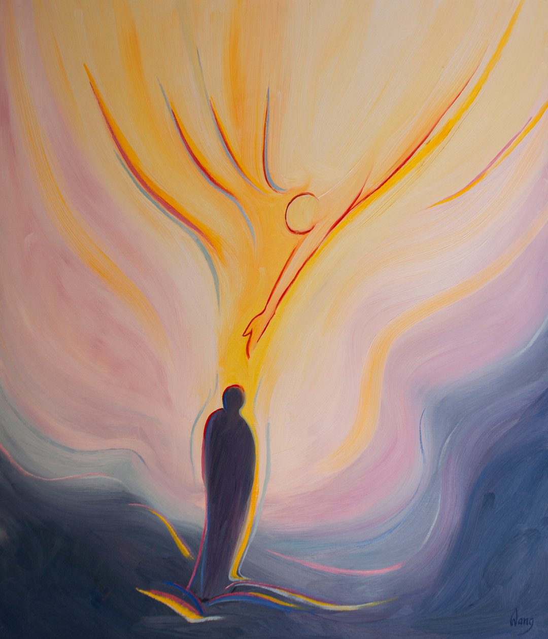 Den Helige Ande är som eld från himlen och ger oss hans kärlek, renhet, visdom och kraft, 2002 (olja ombord) av Elizabeth Wang