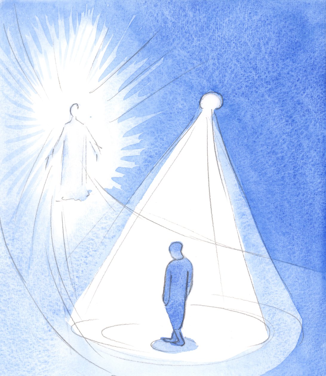 Den Helige Ande är som en lampa som lyser över oss när vi tar oss till Kristus i himlen, 2001 (w/c på papper) av Elizabeth Wang