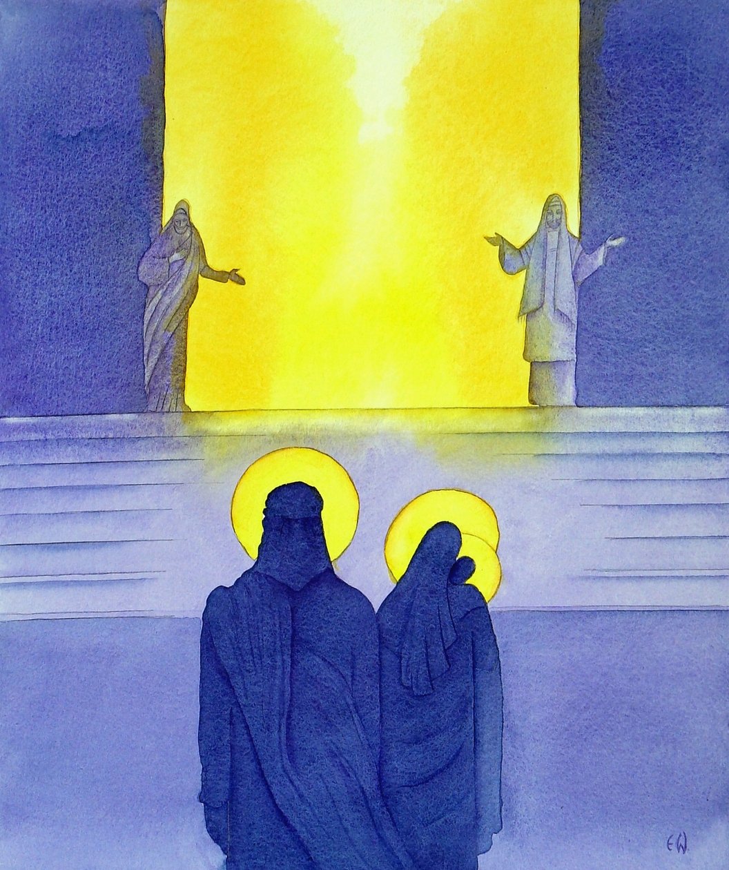 Presentationen i templet, 2001 (w/c på papper) av Elizabeth Wang