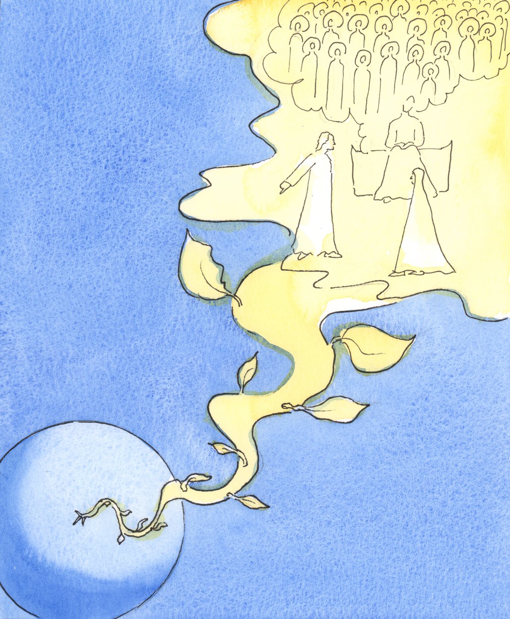 Guds Son var villig att stiga ner från himlen, att dö bland syndare, för att rädda oss, 2003 (w/c på papper) av Elizabeth Wang