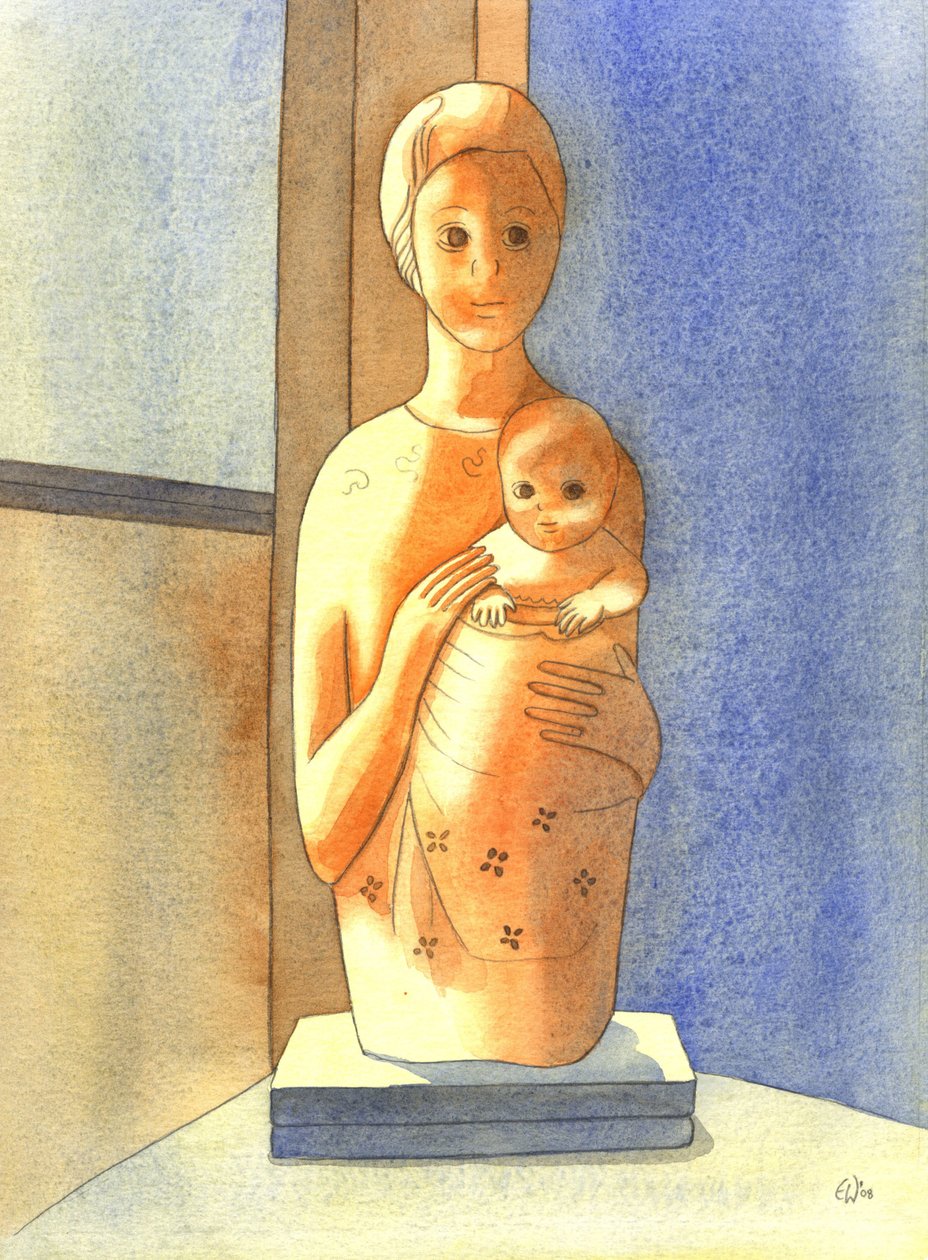 The Virgin and Child, 2001 (w/c på papper) av Elizabeth Wang