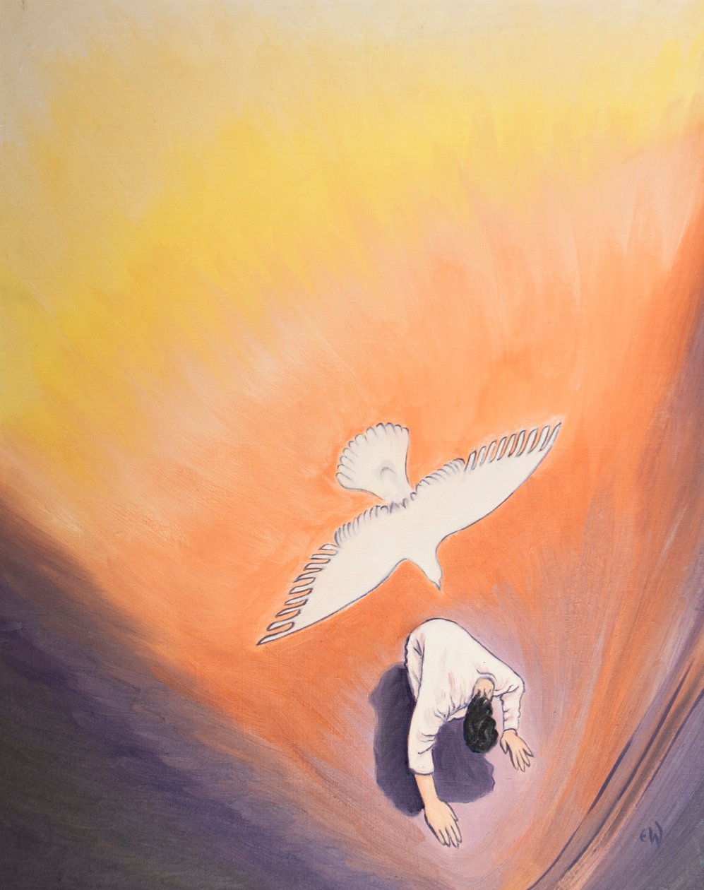 Samma Ande som tröstade Kristus i Getsemane kan trösta oss, 2002 (olja ombord) av Elizabeth Wang