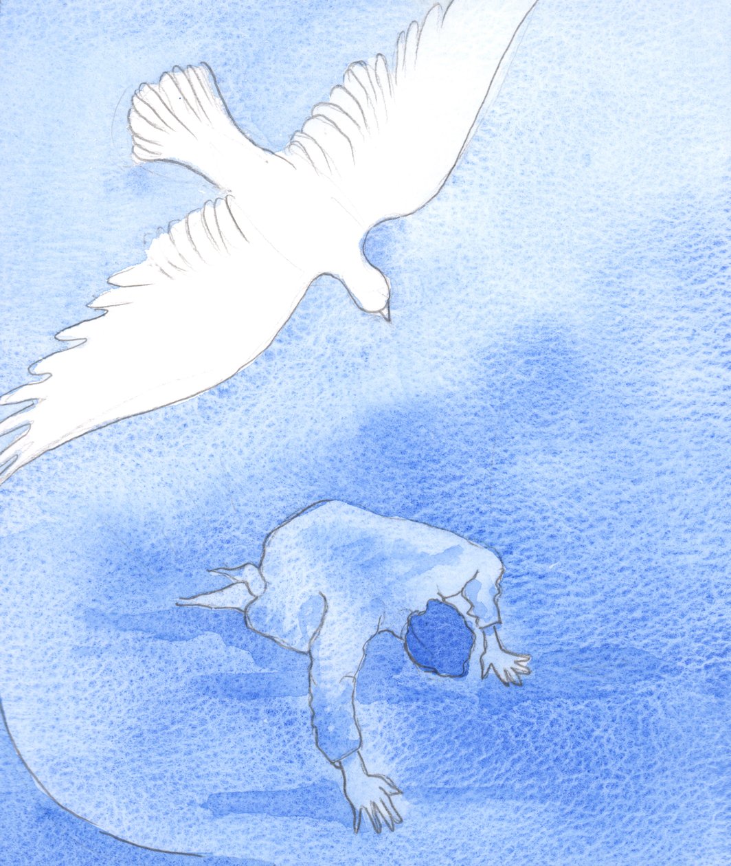 Samma Ande som tröstade Kristus i Getsemane kan trösta oss, 2002 (w/c på papper) av Elizabeth Wang
