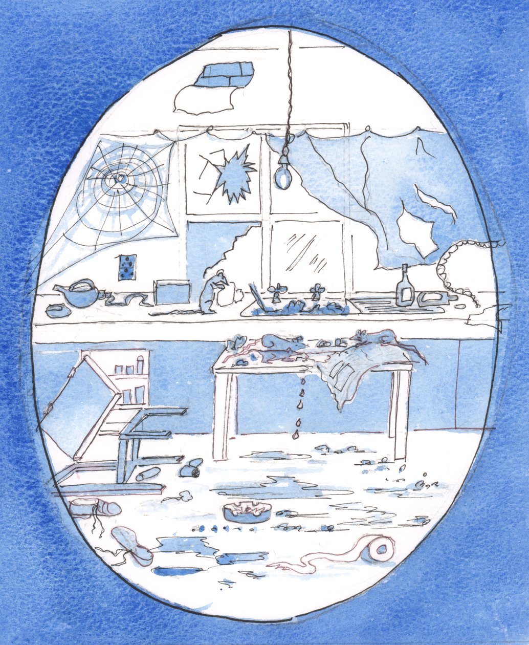 Själen hos någon som lever i oomvänd, allvarlig synd, 2005 (akvarell på papper) av Elizabeth Wang