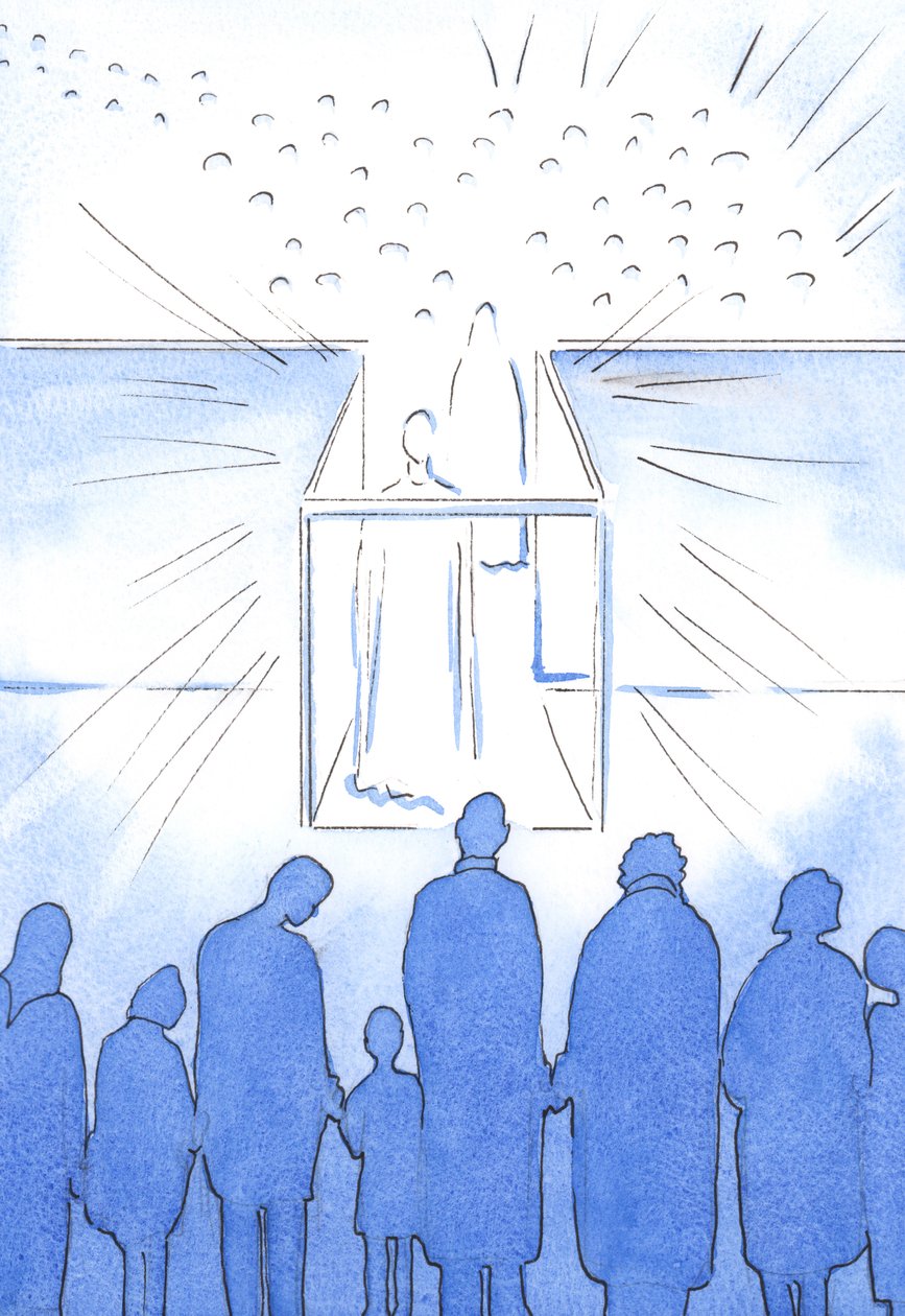 Tabernaklet är som en korridor till himlen där vi kan möta Kristus och hans helgon och förbereda oss för himlen vid livets slut, 2002 (w/c på papper) av Elizabeth Wang
