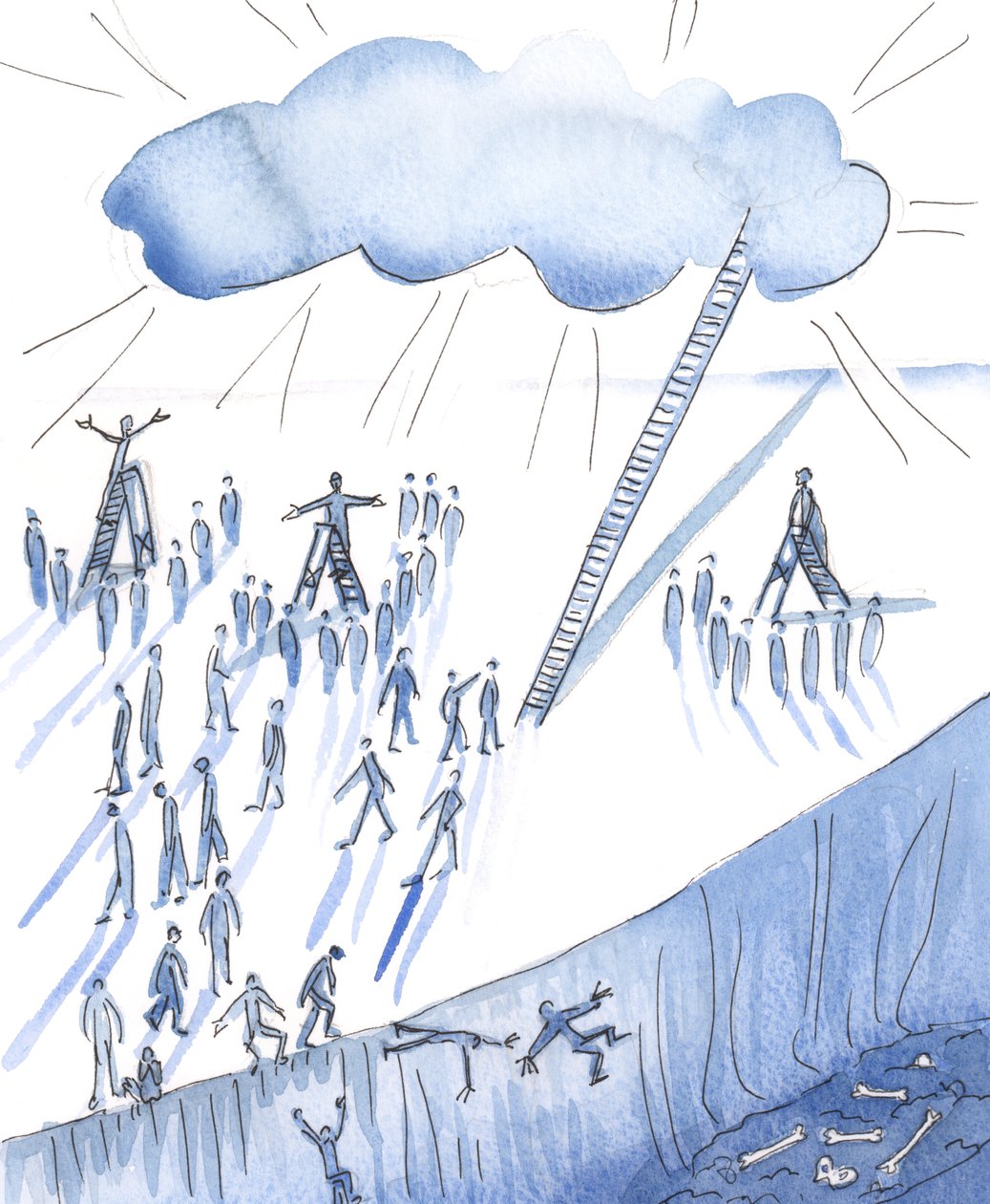 Det finns väldigt många välmenande människor som erbjuder massorna olika idéer om Gud, 2004 (w/c på papper) av Elizabeth Wang