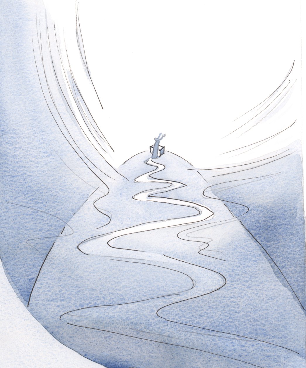 Genom Kristi offer berör vi toppen av vårt liv i en bön före himlen., 2001 (w/c på papper) av Elizabeth Wang