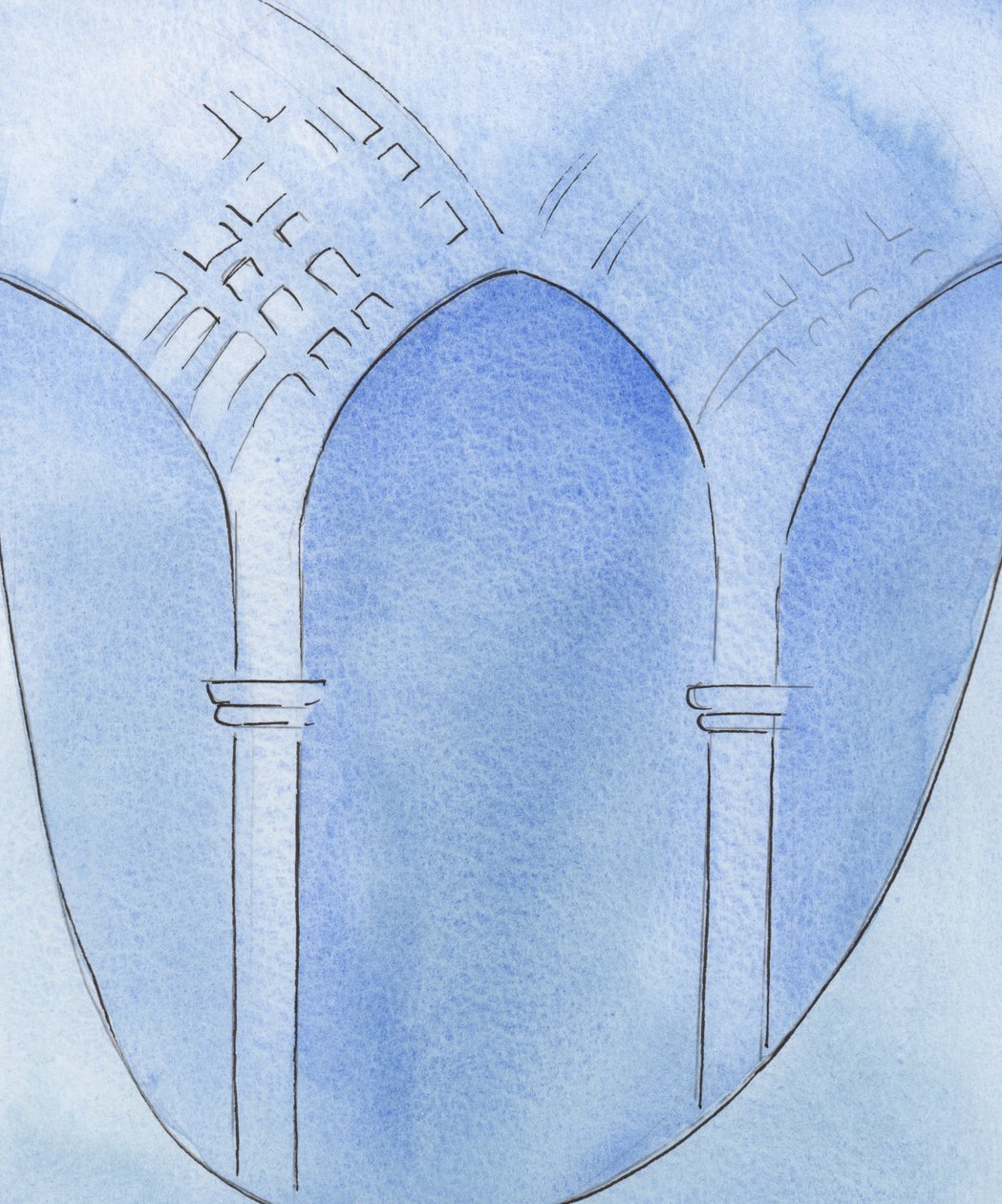 Genom tro och ånger förändrades min själ som från en grotta till en katedral, redo för tillbedjan, 2002 (w/c på papper) av Elizabeth Wang