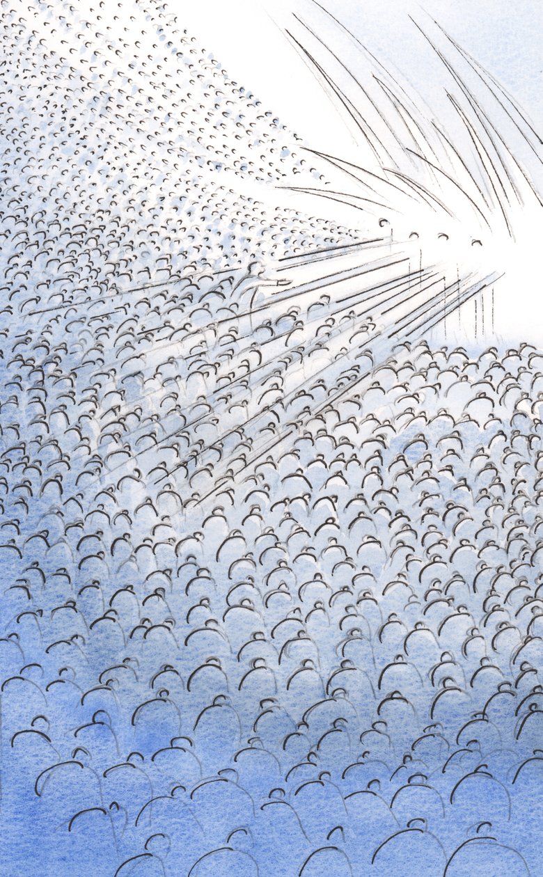 Genom våra böner får skärseldens heliga själar tröst och hjälp och närmar sig himlen, 2000 (w/c på papper) av Elizabeth Wang