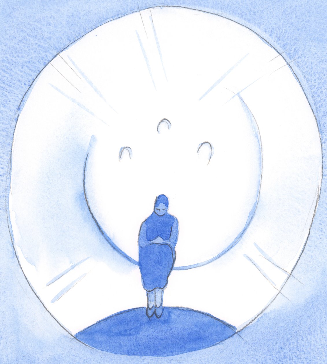 Genom de heliga sakramenten tar vi emot himmelsk nåd och förs som om vi till "kanten" av himlen, andas Kristi luft, 2002 (w/c på papper) av Elizabeth Wang