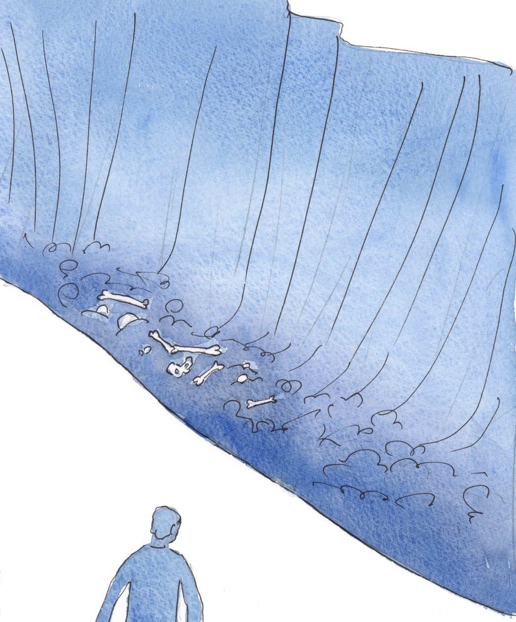 Vi har rätt när vi talar om att "falla" i synd, eller om faran att falla "ned" i helvetet, 2004 (w/c på papper) av Elizabeth Wang