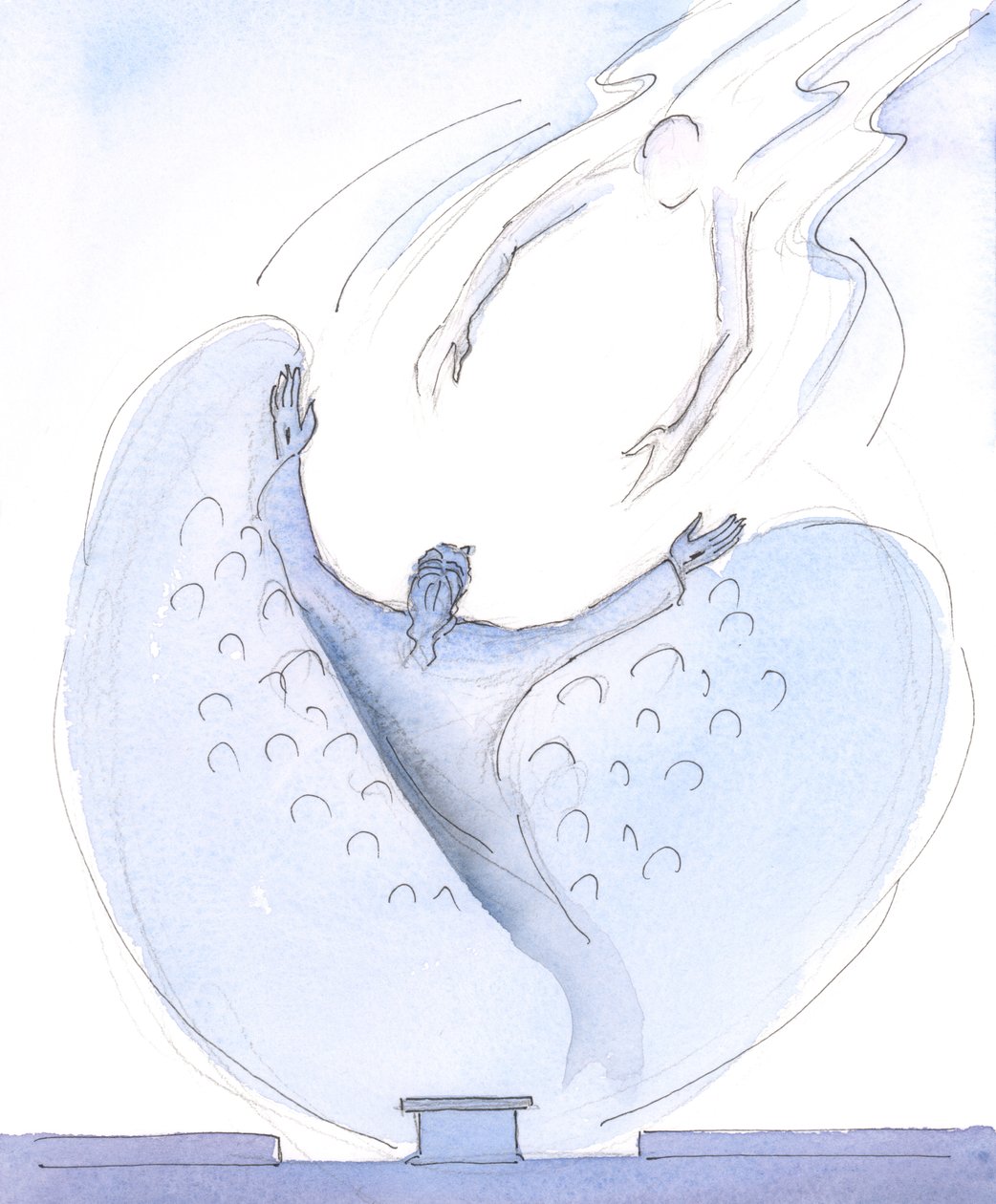 Vi har en häpnadsväckande kraft när vi ber med Jesus, i det heliga mässoffret, 2004 (w/c på papper) av Elizabeth Wang