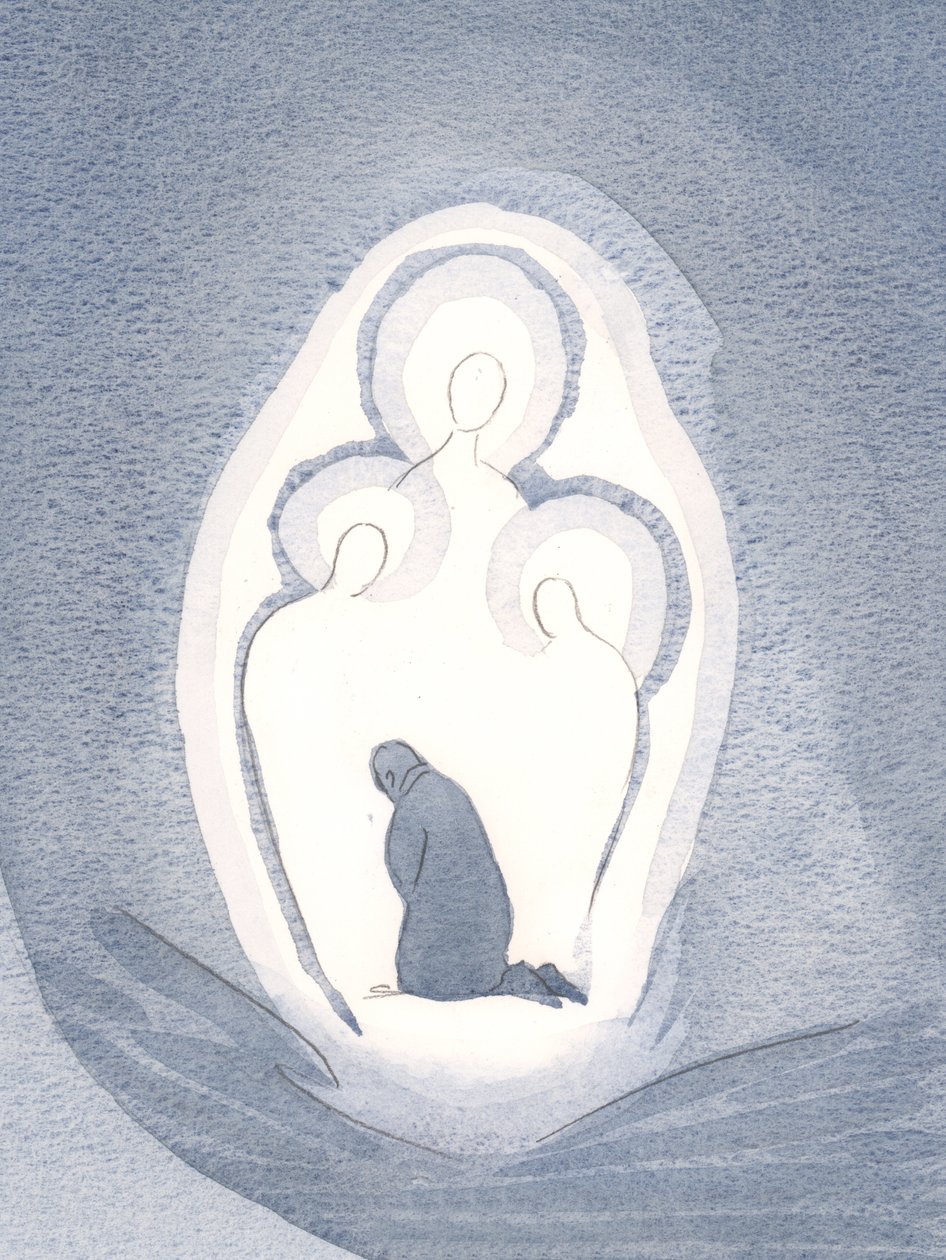 Vi älskar och avgudar de tre gudomliga personerna i våra själar, när vi lever i ett tillstånd av nåd, 2000 (w/c på papper) av Elizabeth Wang