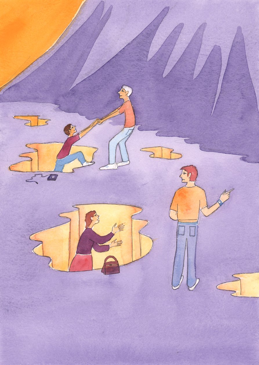 Vi behöver ge praktisk hjälp till de behövande, såväl som bön, när människor har problem. Det räcker vanligtvis inte att bara säga: "Jag ber för dig", 2004 (w/c på papper) av Elizabeth Wang