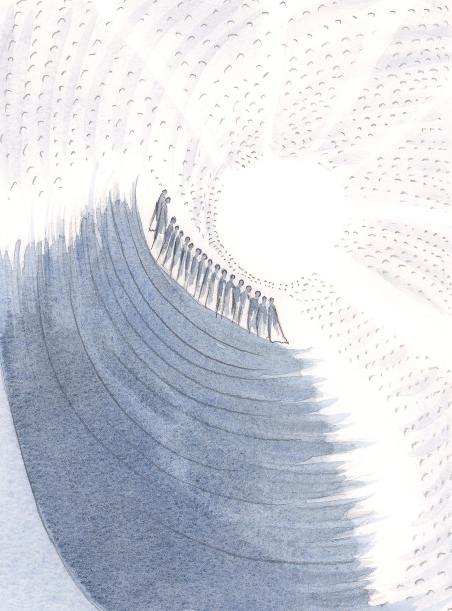 Vad skaror ropar av glädje över Jesu närvaro och ropar "Välsignad vare han", 2000 (w/c på papper) av Elizabeth Wang