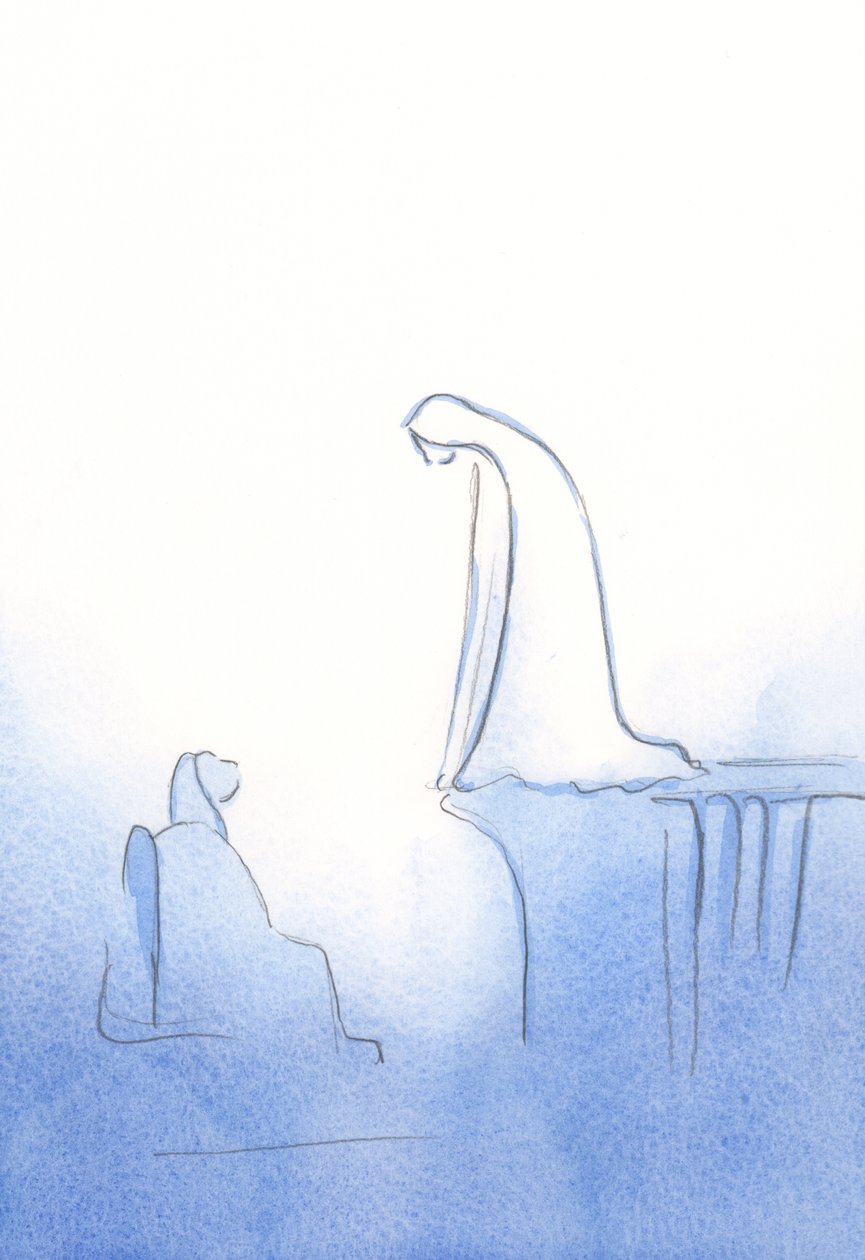 När jag ber om vår frus hjälp hör hon mig, 2002 (w/c på papper) av Elizabeth Wang