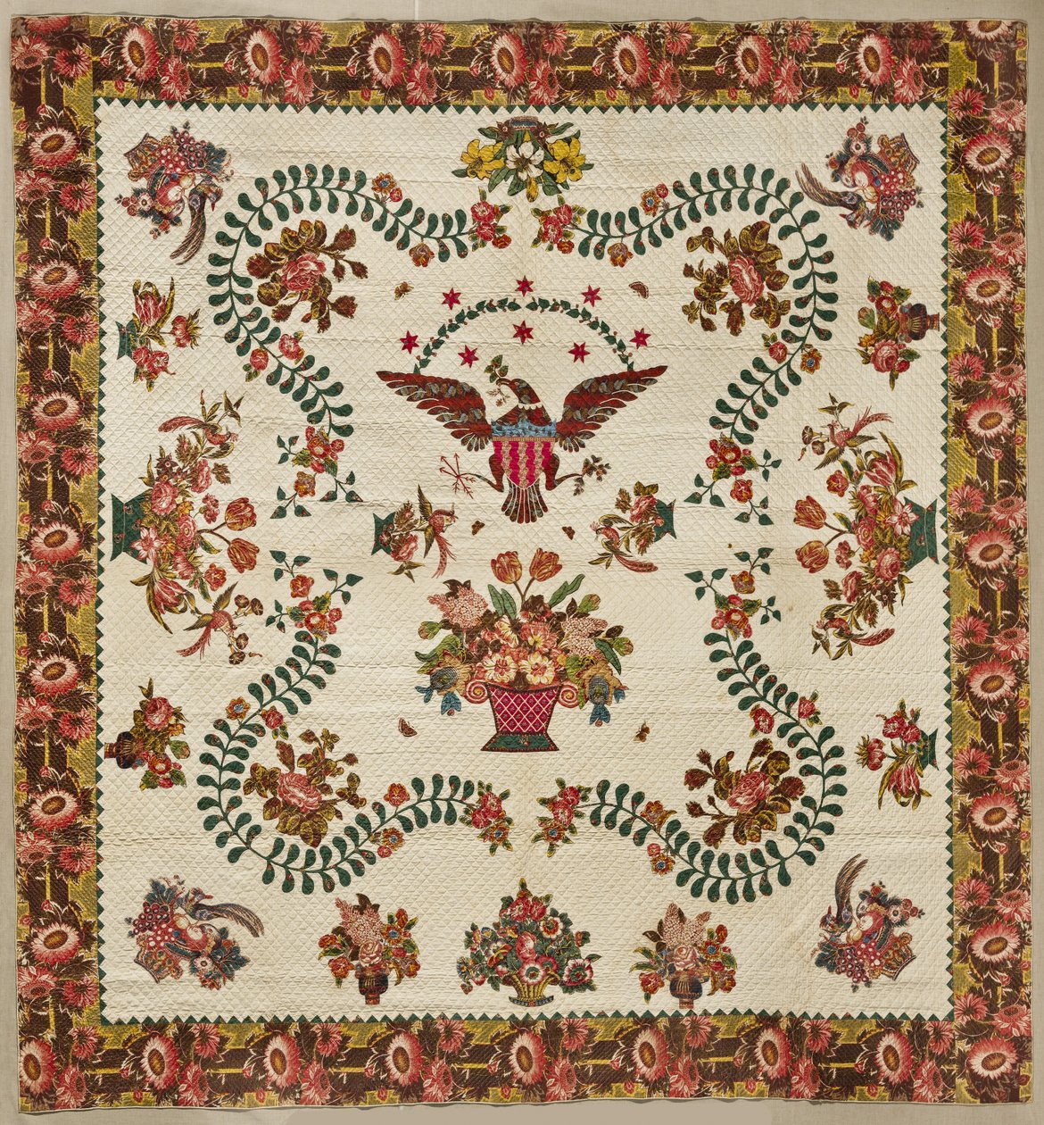 Medaljongtäcke, ca 1830 (bomull) av Elizabeth Welsh