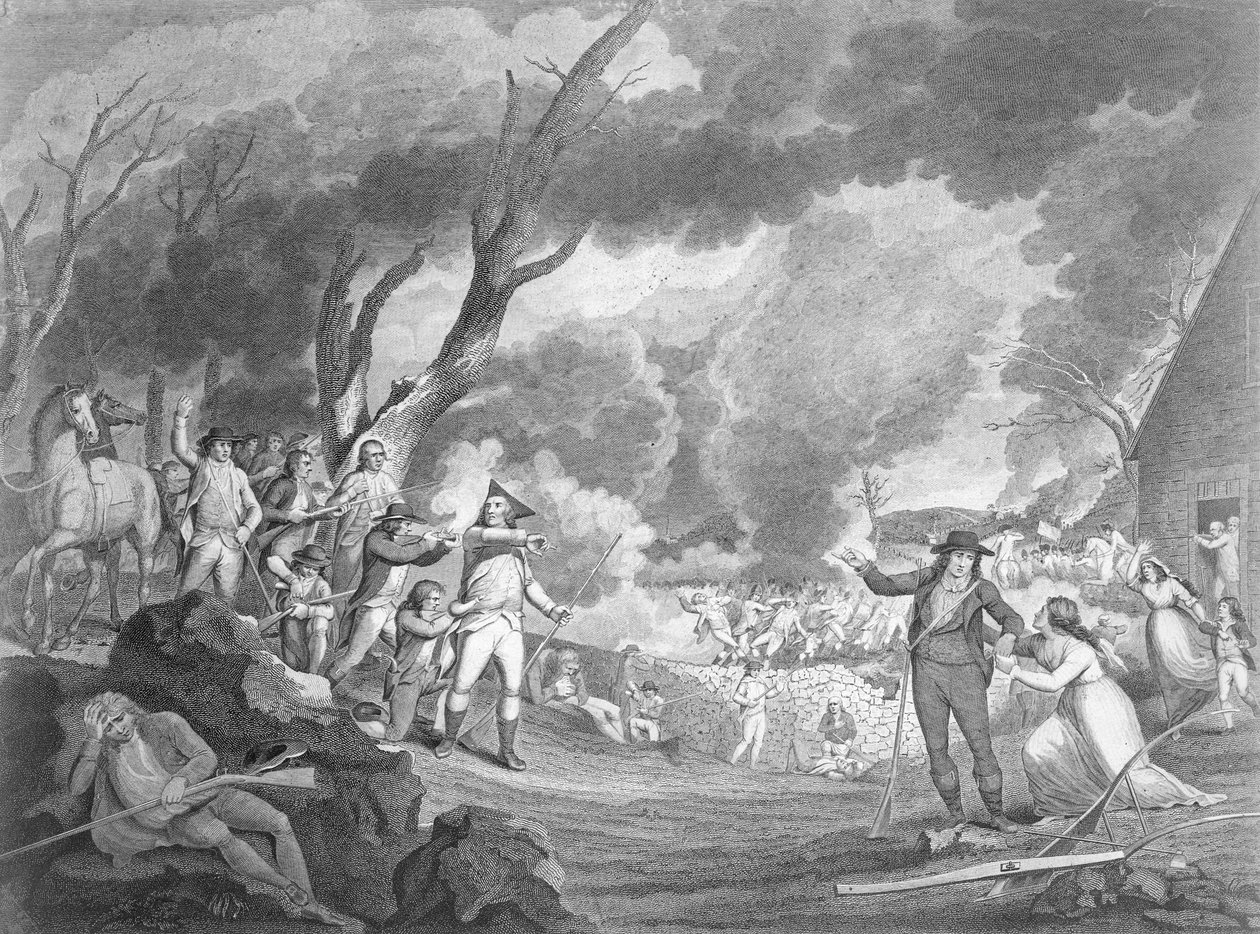 Slaget vid Lexington, 19 april 1775, graverat av Cornelius Tiebout (ca 1773-1832) av Elkanah Tisdale