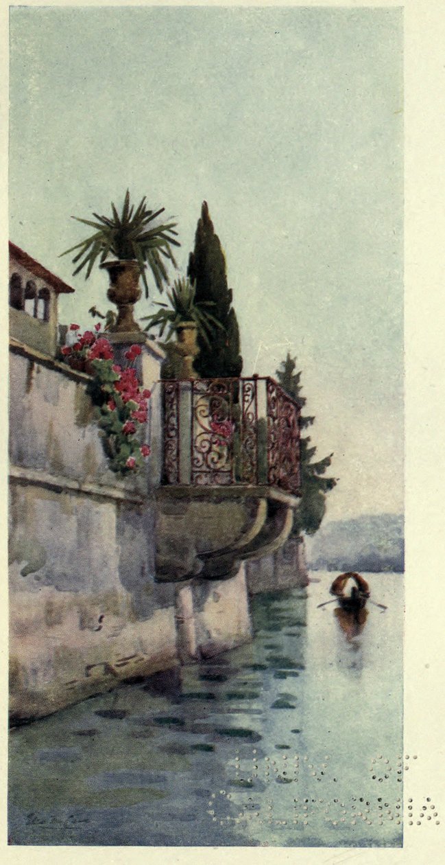 En balkong, Lago di Como, Illustration från "De italienska sjöarna" av Richard Bagot av Ella Du Cane