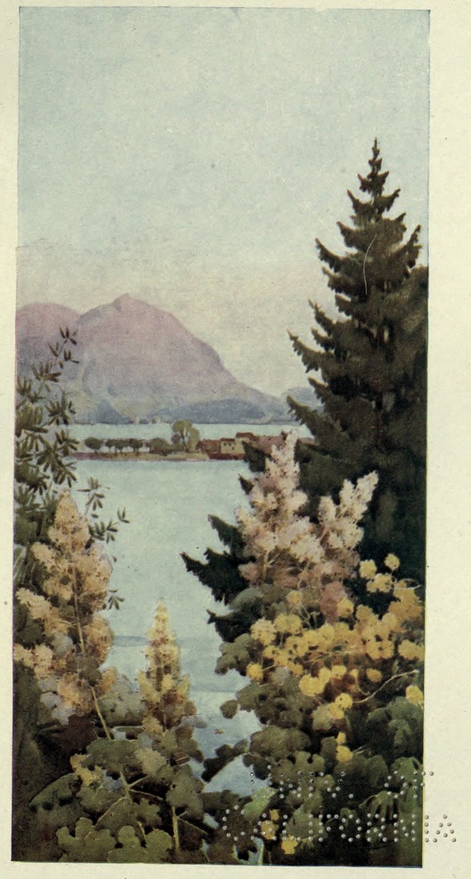 En trädgård, Lago di Como, Illustration från "De italienska sjöarna" av Richard Bagot av Ella Du Cane