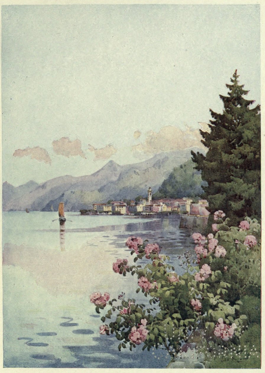 Bellagio från Villa Melzi, Lago di Como, Illustration från "De italienska sjöarna" av Richard Bagot av Ella Du Cane