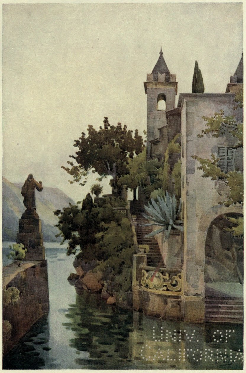 Villa Arconati, Comosjön, Illustration från "The Italian Lakes" av Richard Bagot av Ella Du Cane