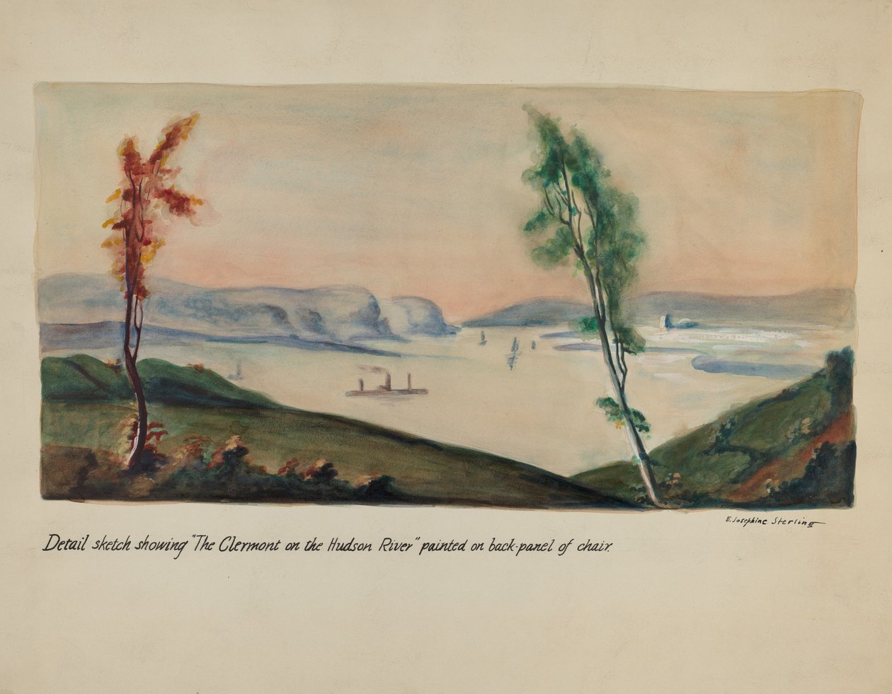 "Clermont on Hudson" målning av Ella Josephine Sterling
