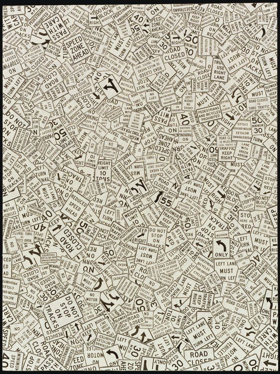 Stoppa inte på spår, 1993 (pappersmosaikcollage) av Ellen Golla