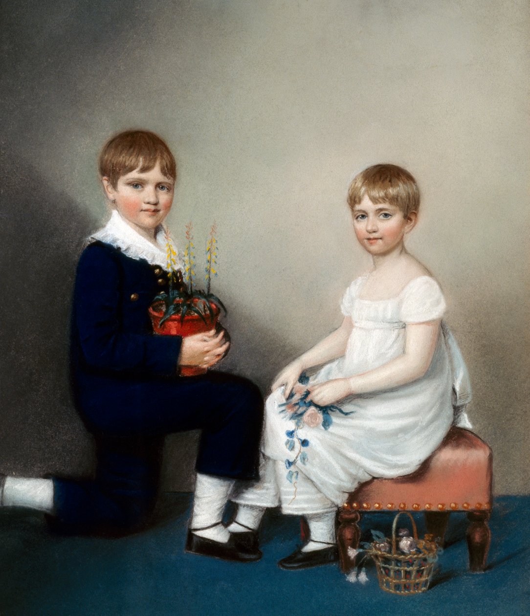 Charles (6 år) och Catherine Darwin (olja på duk) av Ellen Sharples